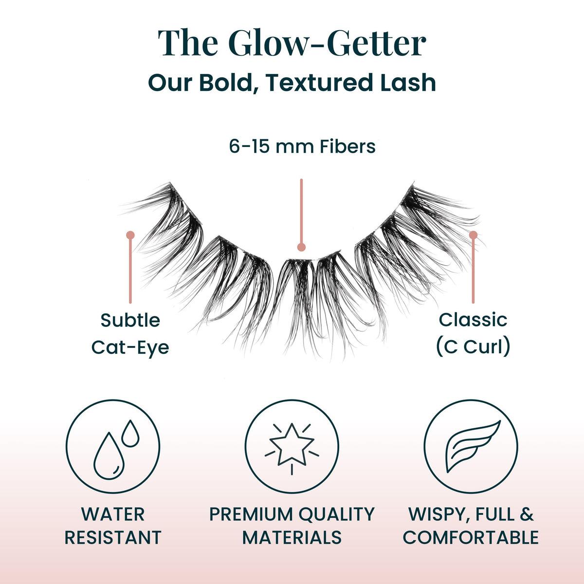 FlutterHabit Glow-Getter Lash Clusters displayed on a makeup table