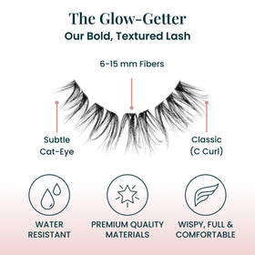 FlutterHabit Glow-Getter Lash Clusters displayed on a makeup table