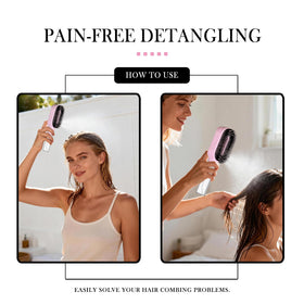 FlyLanyards Misting Detangling Hair Brush displayed with packaging
