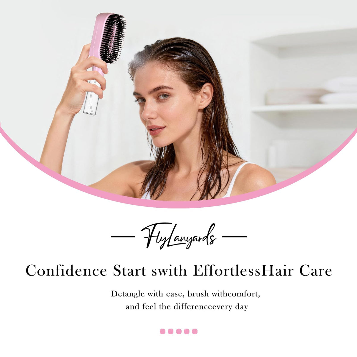 FlyLanyards Misting Detangling Hair Brush in a lifestyle setting
