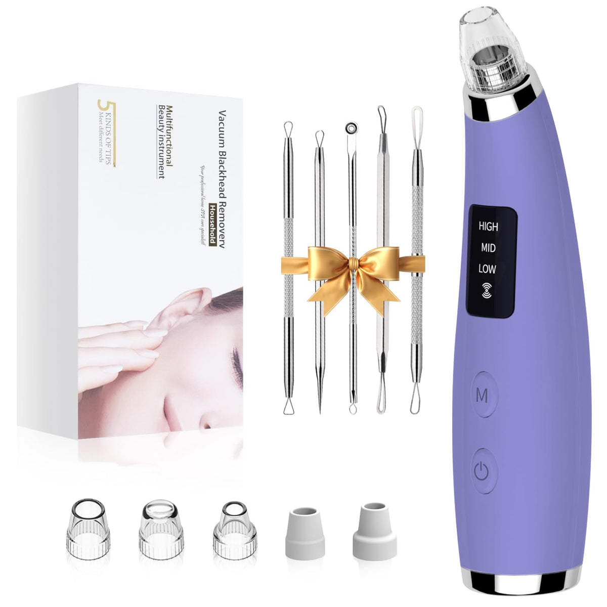 FLYMOOO Pore Vacuum Blackhead Remover front view in purple