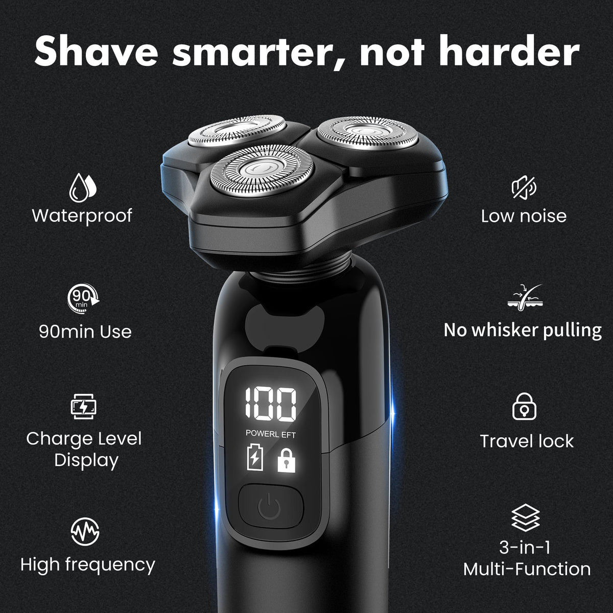 Flynth Electric Razor back view with ergonomic design