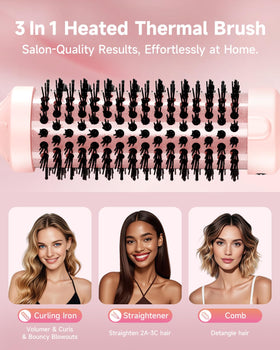 FLYZEMAA heated round brush with curls styled in hair