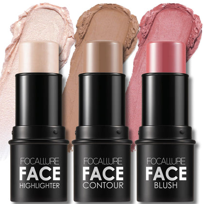 FOCALLURE 3 Pcs Cream Contour Sticks Set front view with shades