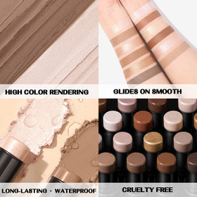 FOCALLURE contour stick set with swatches on skin