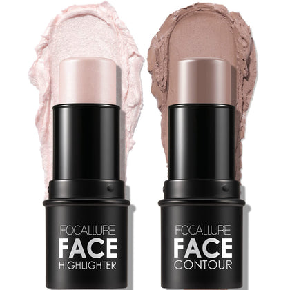 FOCALLURE Mineral Cream Contour Stick Set front view with bronzer and highlighter