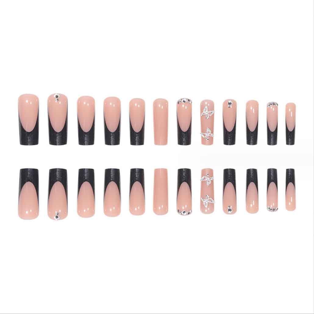 Foccna 24pcs press on nails with nail file and jelly gum