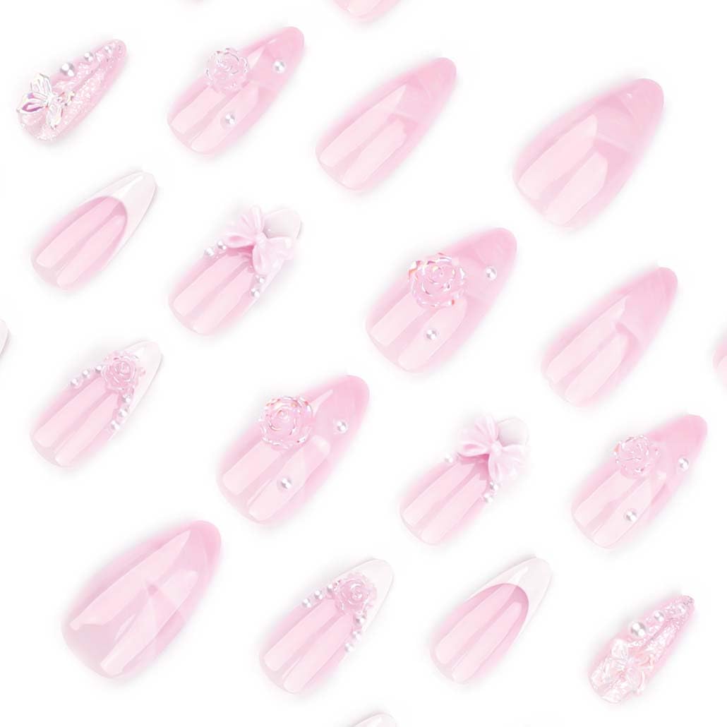 Foccna Pink Medium Press On Nails displayed with nail file