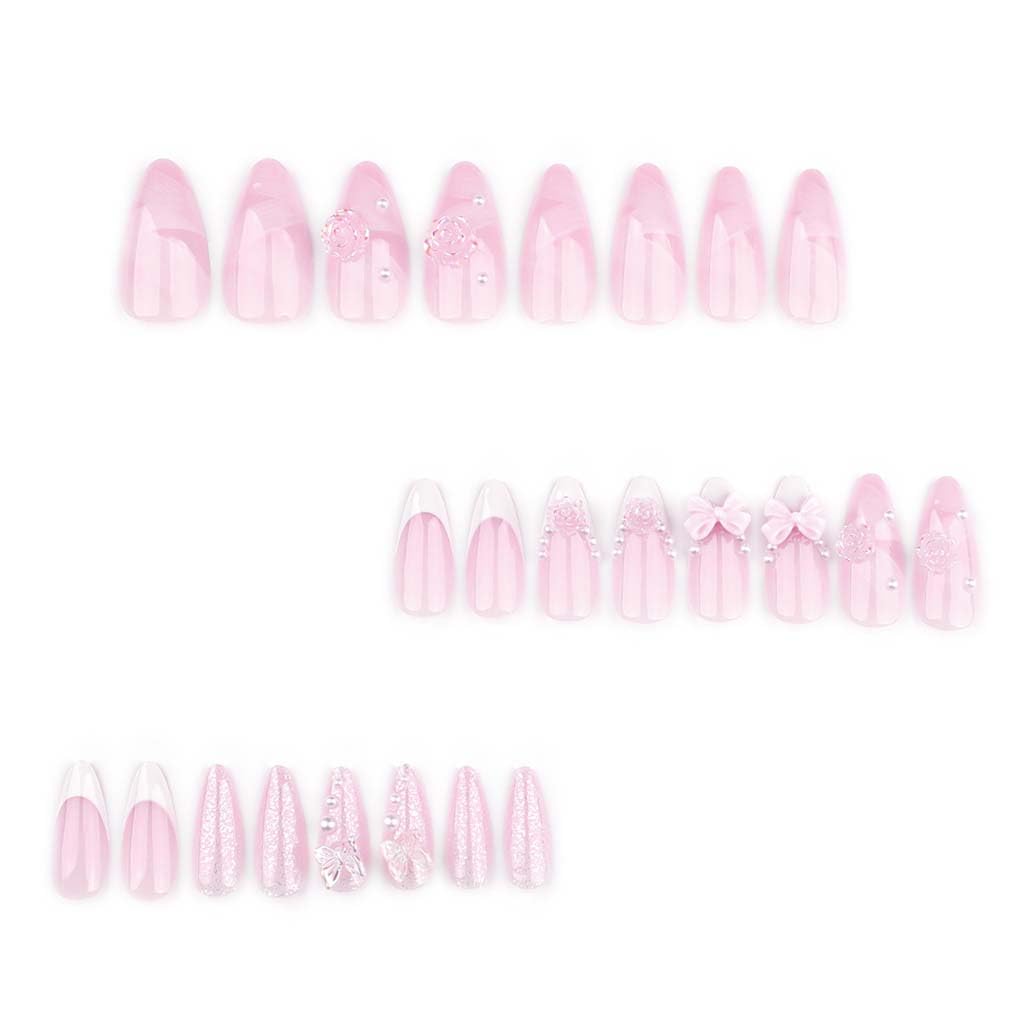 Foccna Pink Medium Press On Nails package showing contents