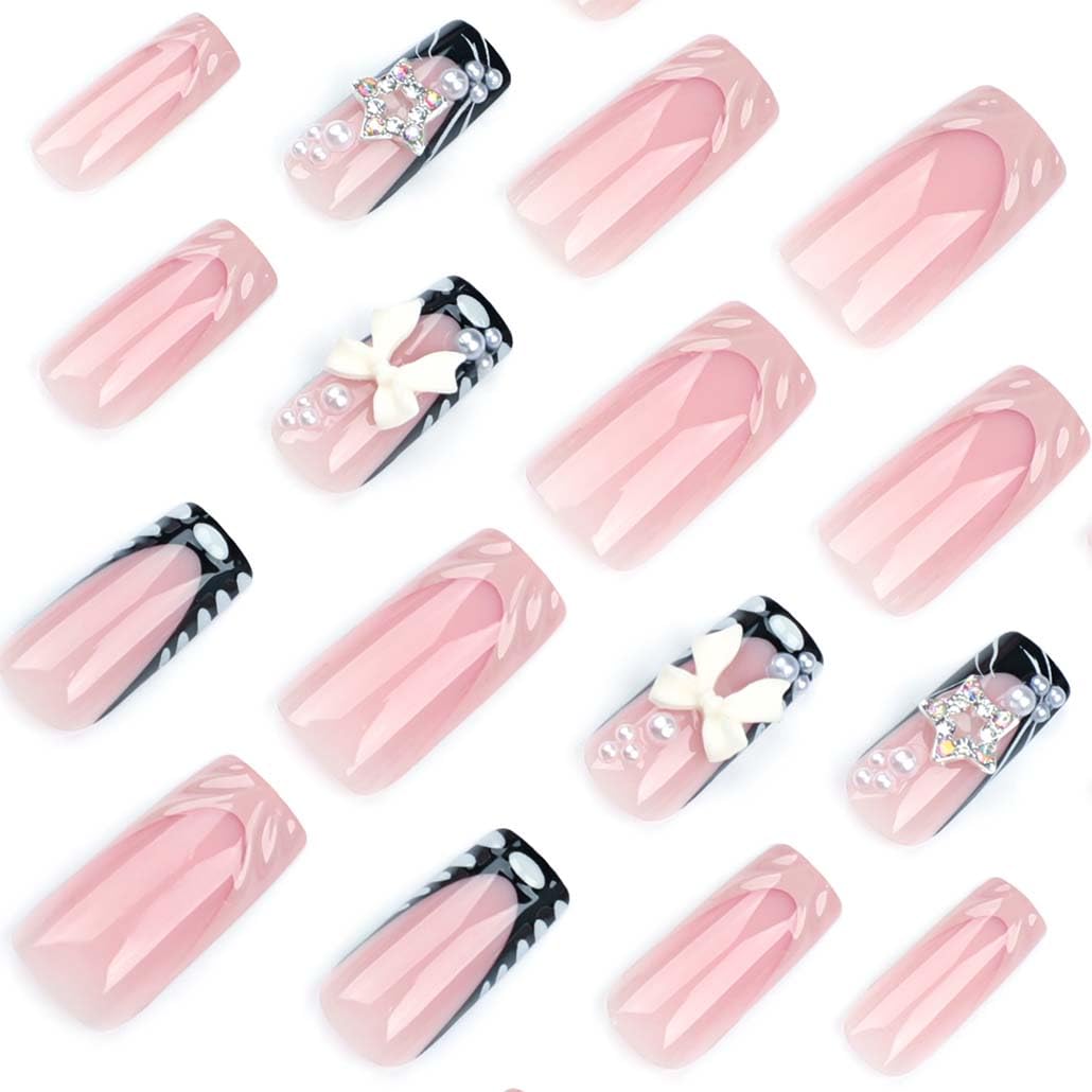 Foccna Press on Nails applied on fingers with glossy finish