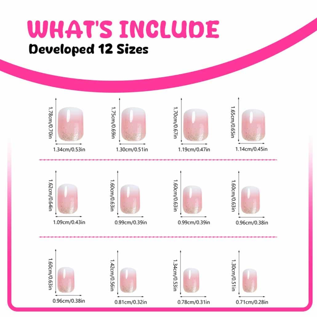 Foccna Square Ombre Press on Nails with nail file and jelly