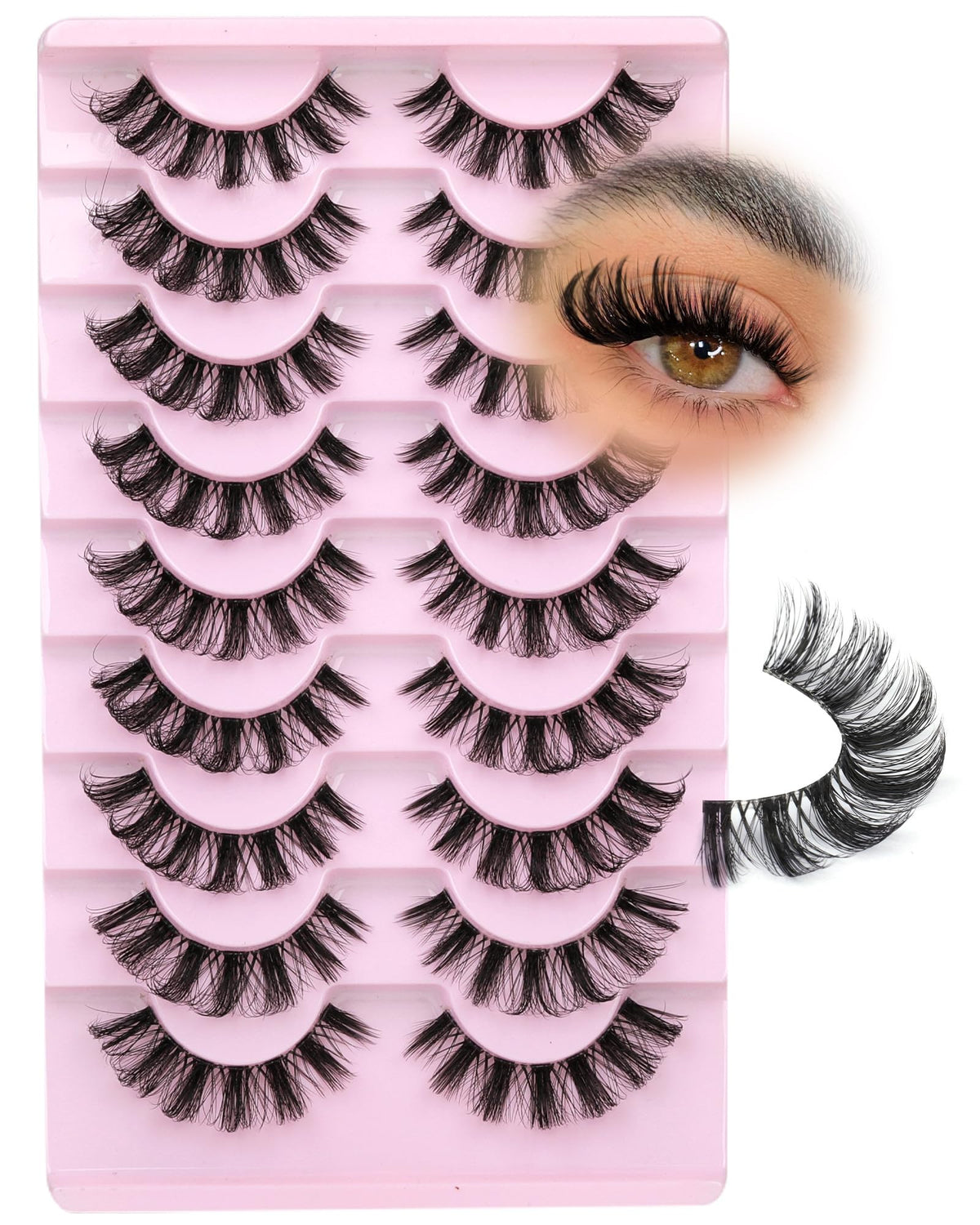 Focipeysa 16mm false eyelashes clear band detail
