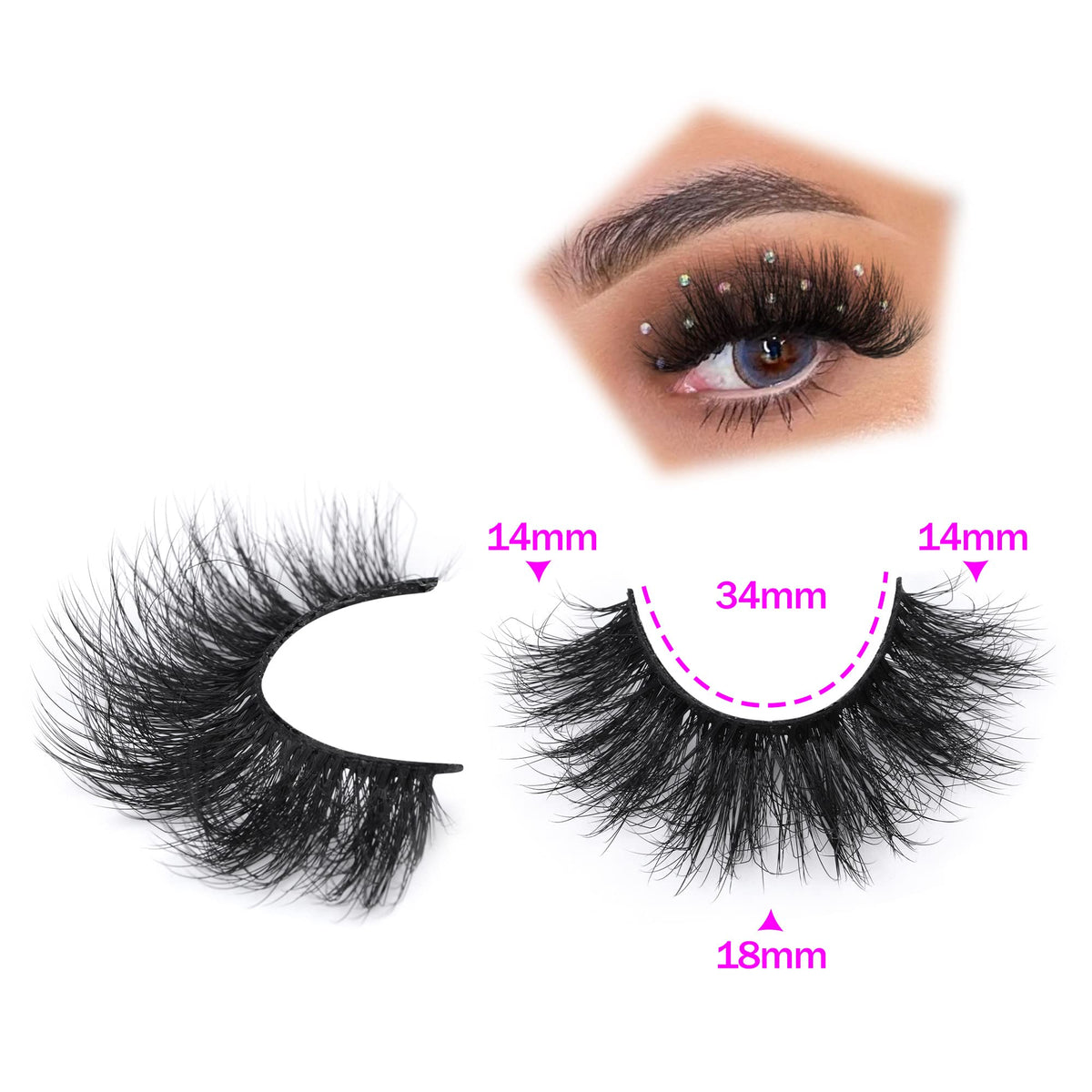 Focipeysa 3D Mink Lashes side view highlighting dramatic curls