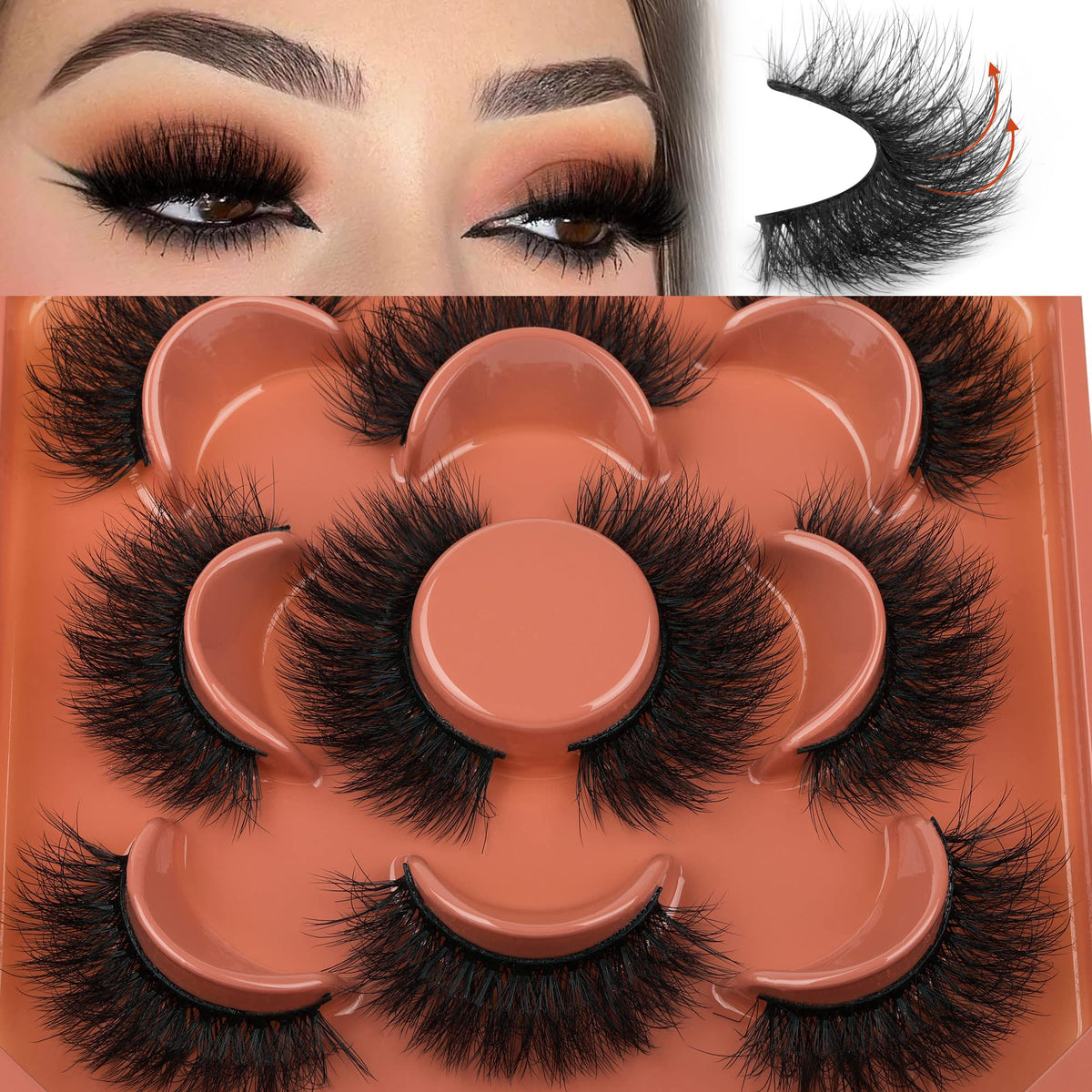 Focipeysa Fluffy Lashes 14mm displayed on a makeup table