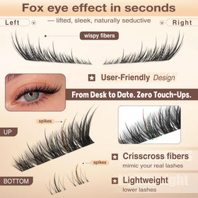 Focipeysa Fox Tail Lashes close-up of wispy clusters