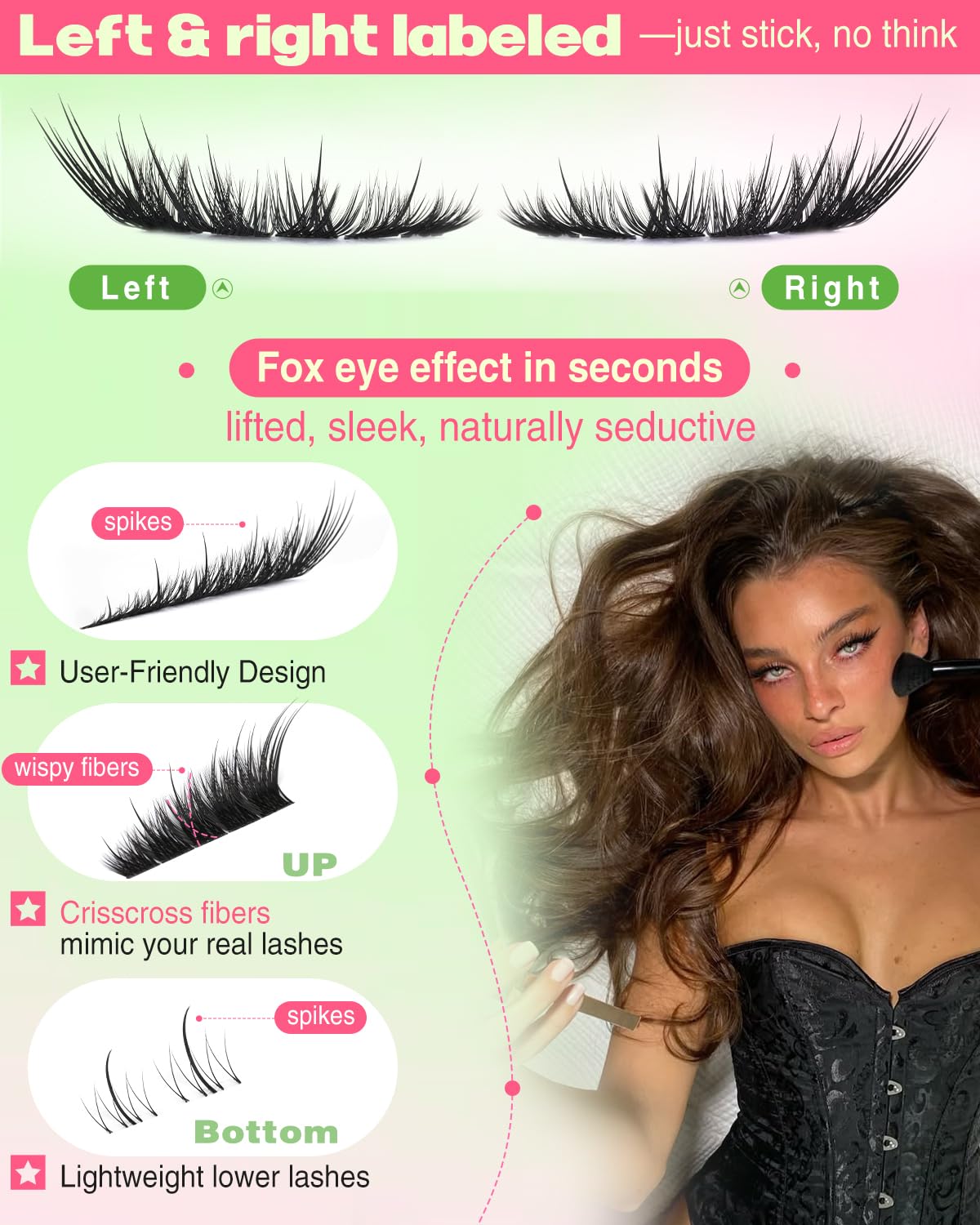 Focipeysa lash clusters 10-18mm close-up