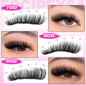 Focipeysa lash clusters arranged in a stylish display