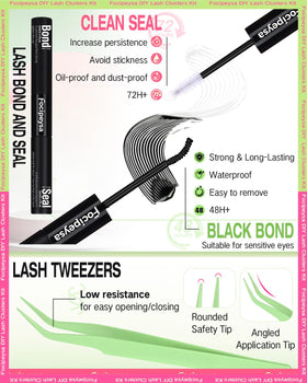 Focipeysa lash clusters kit components laid out
