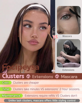 Focipeysa Manga Lash Clusters in a beauty routine setting