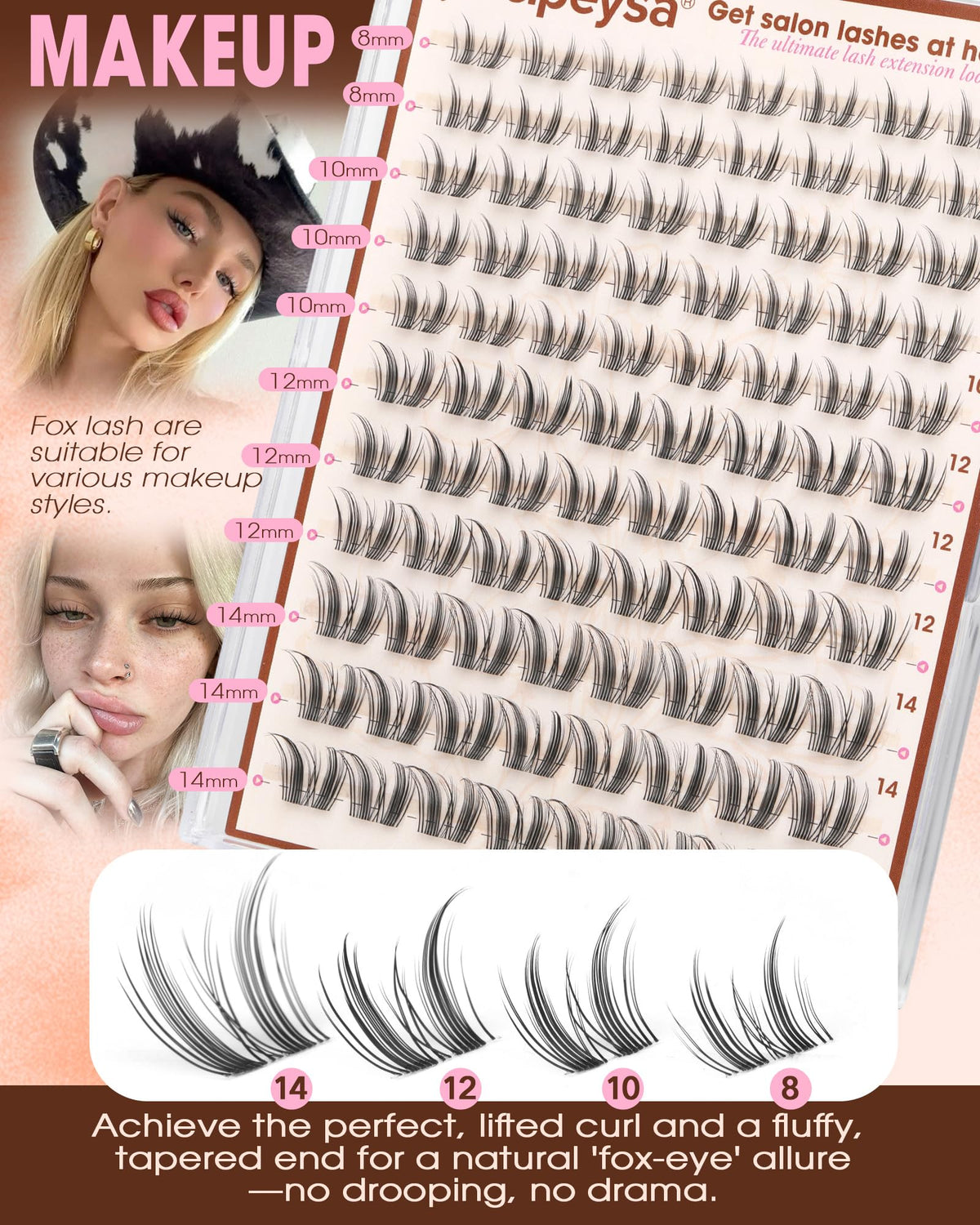 Focipeysa Manga Lash Clusters worn by a model