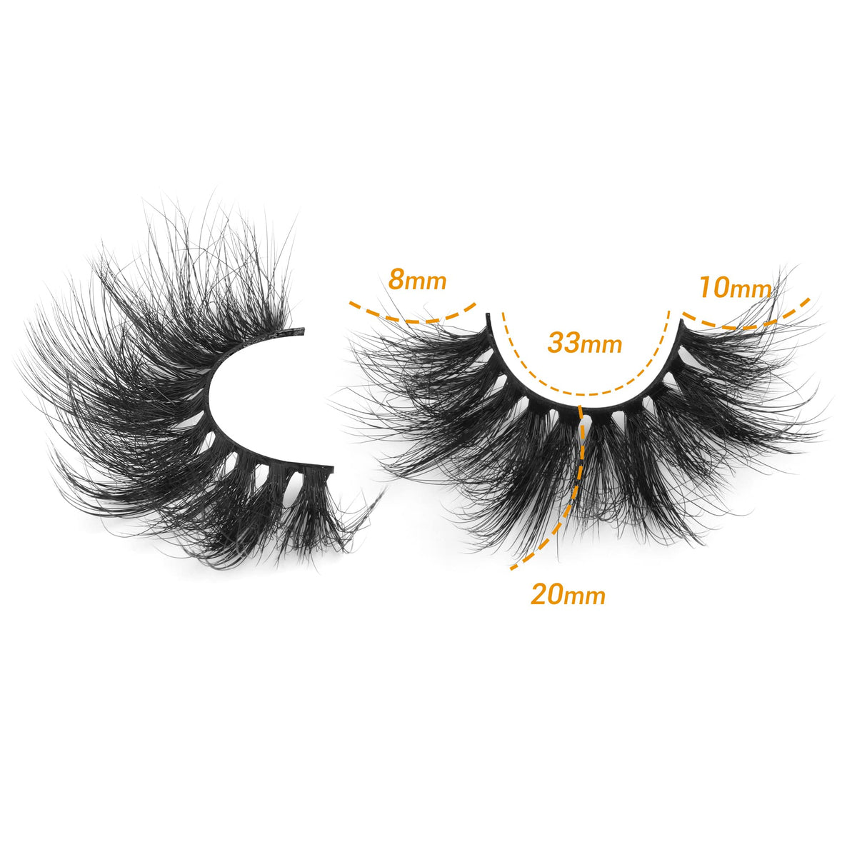 Focipeysa Mink False Eyelashes 20MM side view with packaging