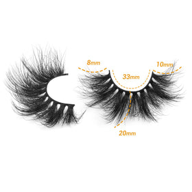 Focipeysa Mink False Eyelashes 20MM side view with packaging