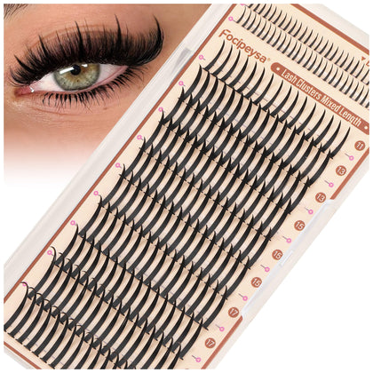 Focipeysa Spike Clusters Eyelashes front view with 11-21mm lengths