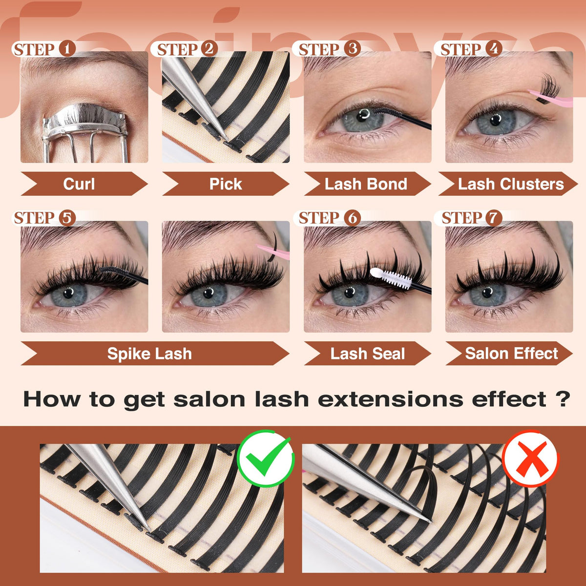 Focipeysa Spike Clusters Eyelashes in various styles on a makeup table