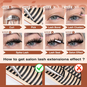 Focipeysa Spike Clusters Eyelashes in various styles on a makeup table