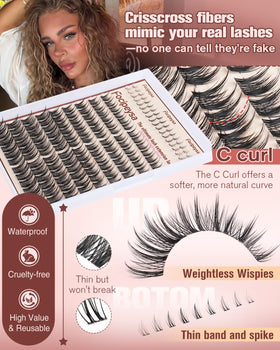 Focipeysa Wispy Lash Clusters in use on a model's eyes