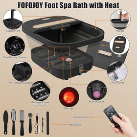 FOFOJÔY Foot Spa Bath showing heating and massage features