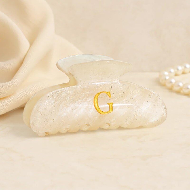 Fohufo Glitter Initial Hair Claw Clip A-letter packaging