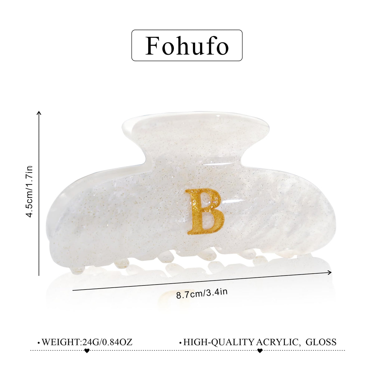 Fohufo Hair Claw Clip close-up showing monogram detail