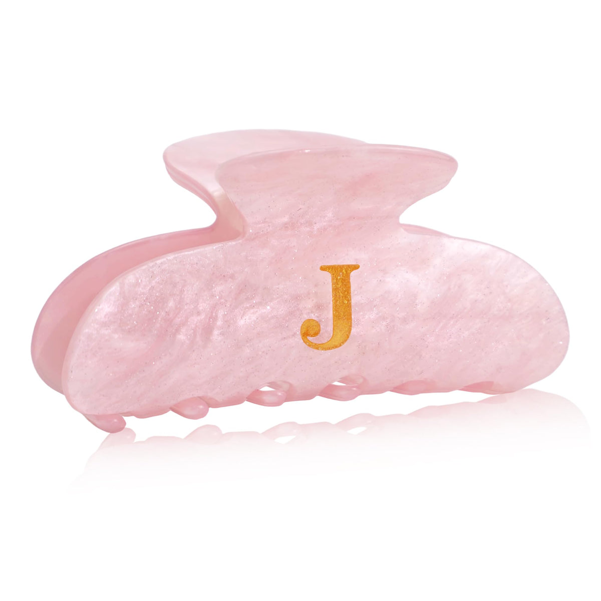 Fohufo Initial Hair Clip Pink Letter J front view