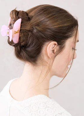 Fohufo Initial Hair Clip Pink Letter J in velvet bag