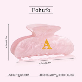 Fohufo Initial Hair Clip Pink Letter J on model