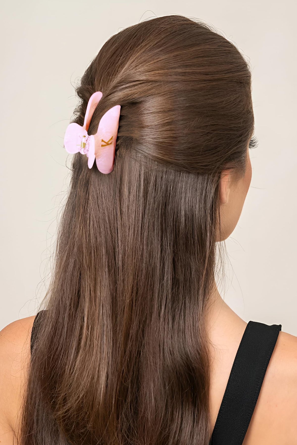Fohufo Initial Hair Clip Pink Letter J side view