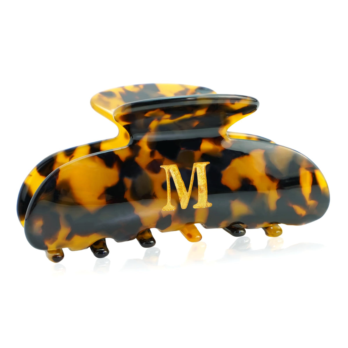 Fohufo Tortoise Shell Initial Hair Clip A-letter front view