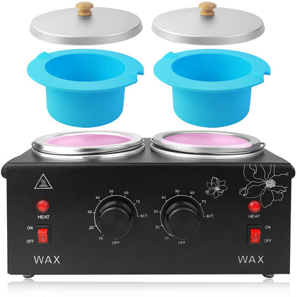 folconroad Portable Wax Warmer black model front view with dual pots