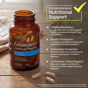 FoliGROWTH® Hair Growth Supplement displayed with a measuring spoon