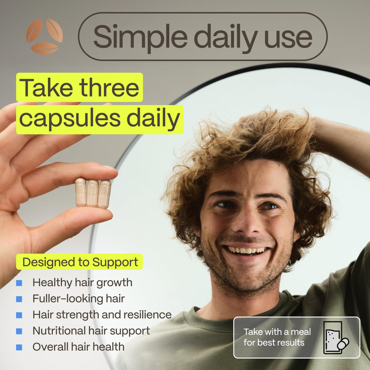 FoliGROWTH® Hair Growth Supplement with a green plant background