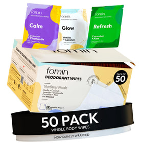 FOMIN Travel Deodorant Wipes variety pack front view