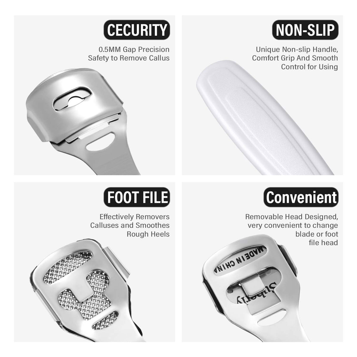 Foot file head from Zhehao Callus Shaver Set on a white background