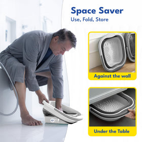 Foot soaking tub in use with relaxing salts added