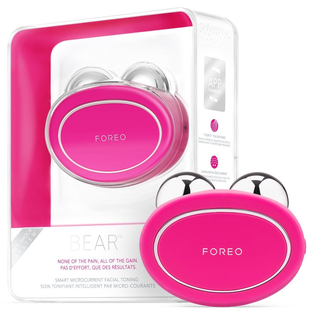 FOREO Bear Microcurrent Facial Device front view in fuchsia