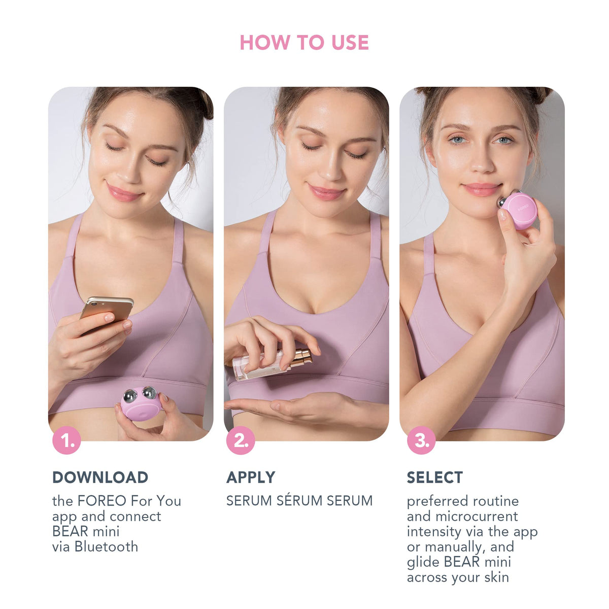 FOREO BEAR Mini device with user manual and accessories