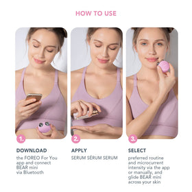 FOREO BEAR Mini device with user manual and accessories