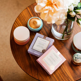 FOREO Glow Addict Facial Mask ingredients list on packaging