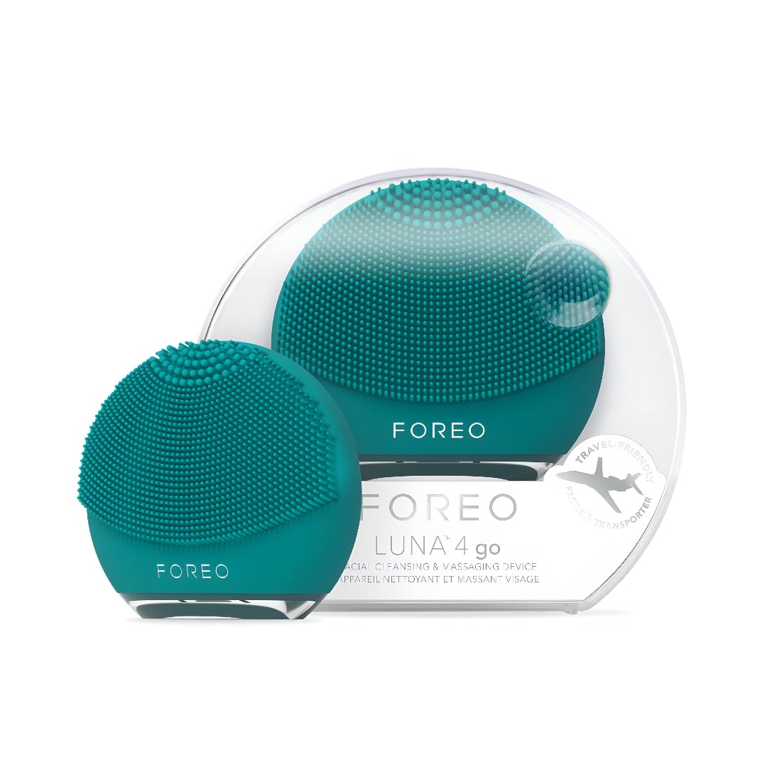 FOREO Luna 4 go face cleansing brush front view in green