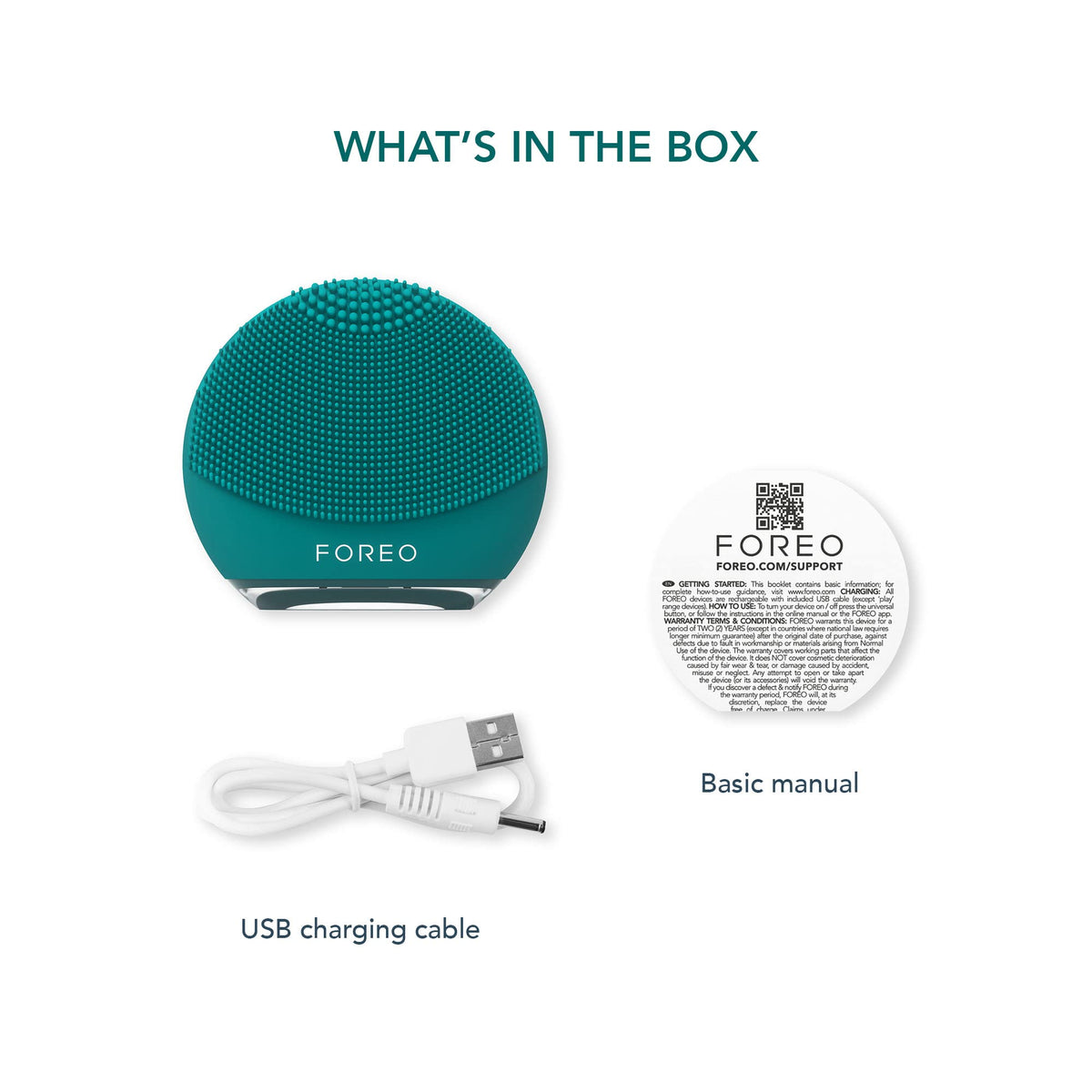 FOREO Luna 4 go packaging displayed on a bathroom counter